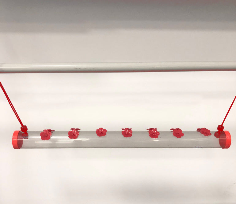 Long Tube With Flowers Bird Feeder
