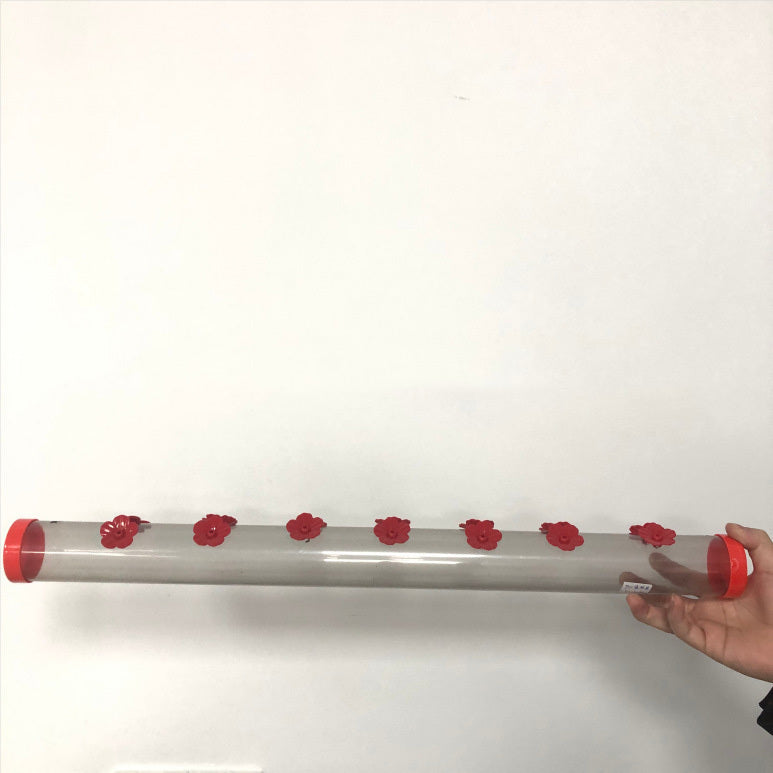 Long Tube With Flowers Bird Feeder