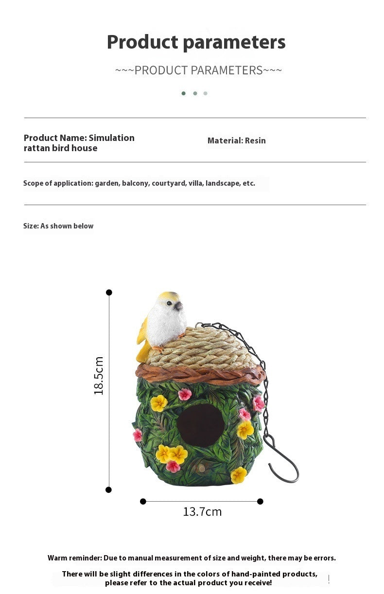 Resin Bird Nest Hanging Feeder