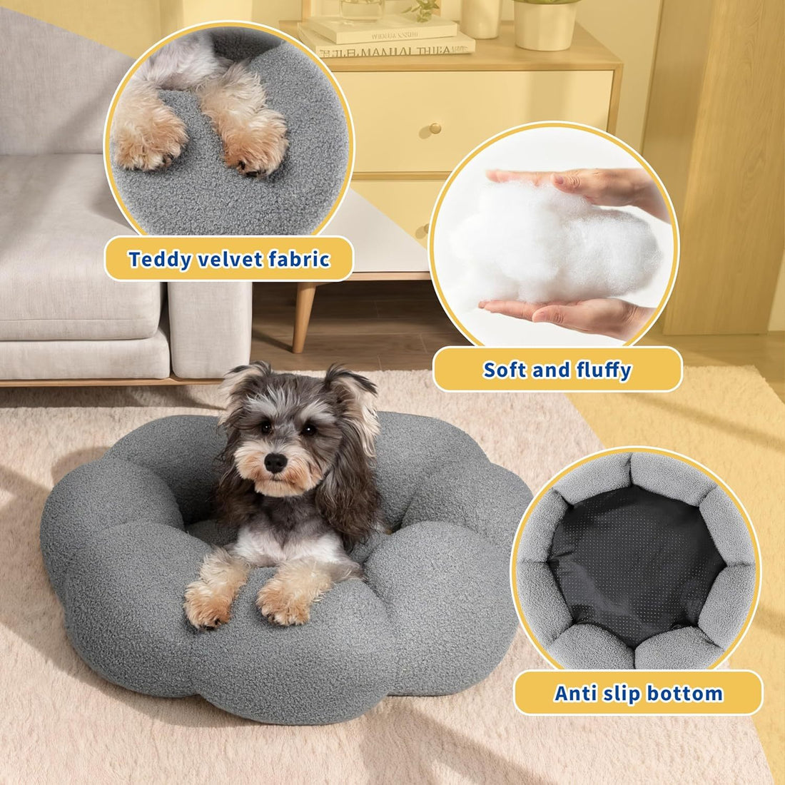 Fluffy Flower Washable Pet Bed