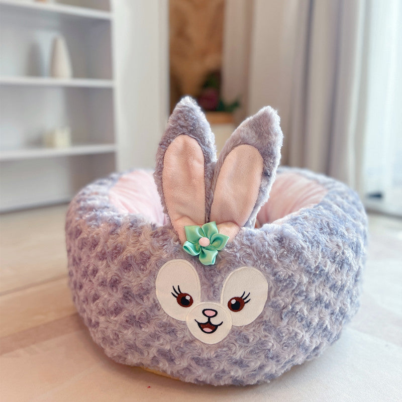 Cartoon Winter Plush Pet Cushion Round Bed