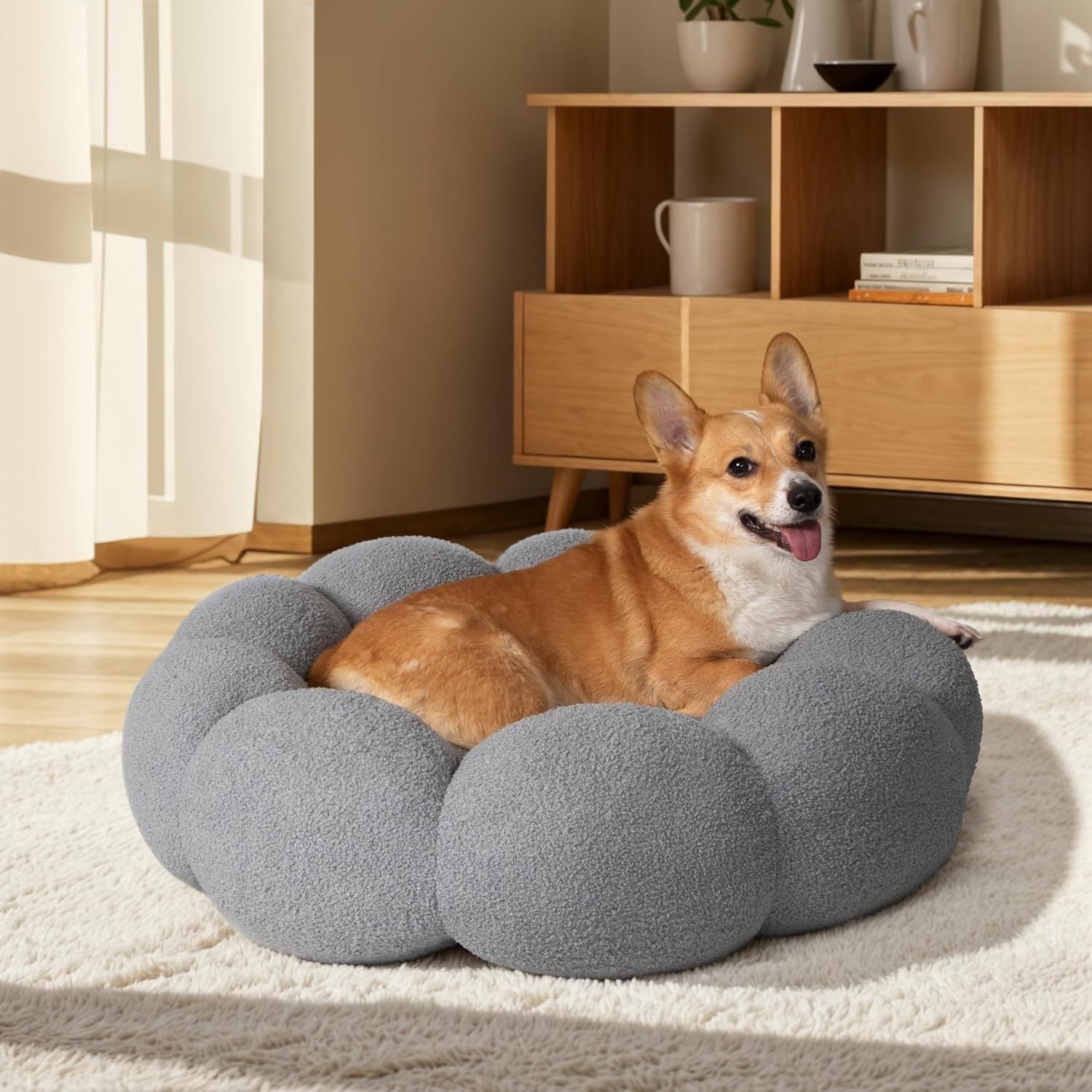 Fluffy Flower Washable Pet Bed