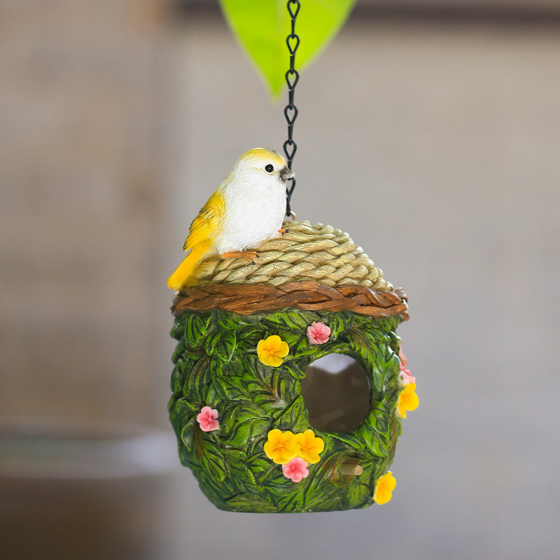 Resin Bird Nest Hanging Feeder