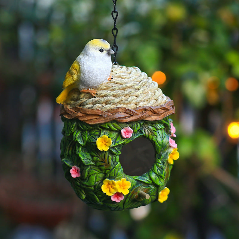 Resin Bird Nest Hanging Feeder