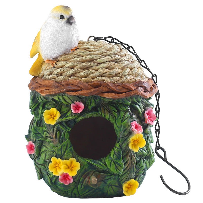 Resin Bird Nest Hanging Feeder