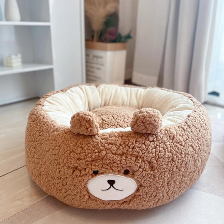 Cartoon Winter Plush Pet Cushion Round Bed